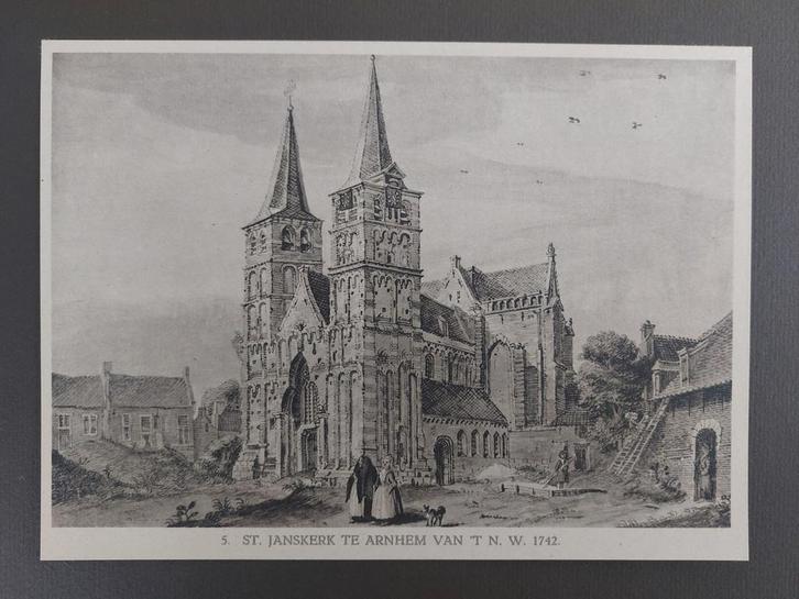 5 / Arnhem Sint Janskerk ten westen   Lichtdruk 1922, Antiek en Kunst, Kunst | Litho's en Zeefdrukken, Ophalen of Verzenden