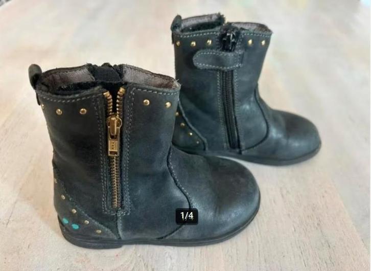 Flex Bunnies Zwarte lederen laarsjes (ZGAN) maat 22, Kinderen en Baby's, Kinderkleding | Schoenen en Sokken, Zo goed als nieuw