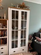 Vitrinekast MARKSKEL 2 deuren wit/eiken, 50 tot 100 cm, Landelijk, romantisch, klassiek, Overige materialen, 25 tot 50 cm