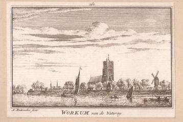 Woudrichem.Workum van de Waterzij.Kopergravure Abr.Rademaker beschikbaar voor biedingen