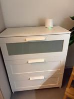 GRATIS BRIMNES Ladekast 3 lades, wit/frosted glas, 78x95 cm, Huis en Inrichting, Ophalen, Gebruikt, 50 tot 100 cm, Glas