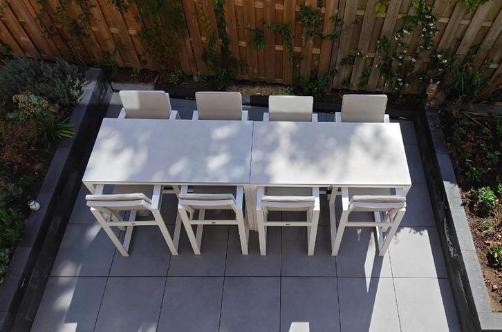 Bellagio tuinset bartafel, Tuin en Terras, Tuinsets en Loungesets, Zo goed als nieuw, Tuinset, Aluminium, 8 zitplaatsen, Ophalen