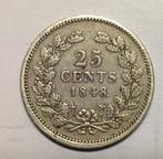 25 cent 1848. Punt Willem II, Postzegels en Munten, Munten | Nederland, Zilver, Koning Willem II, Losse munt, 25 cent