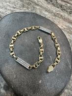 14k Gouden Platte Magnum Armband, Sieraden, Tassen en Uiterlijk, Armbanden, Ophalen of Verzenden, Nieuw, Goud, Met strass