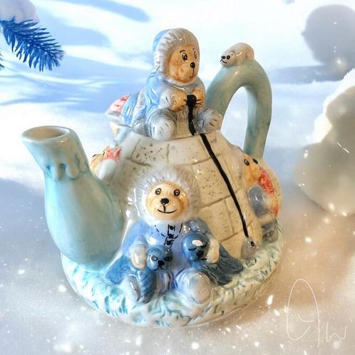 Vintage Iglo Theepot met Eskimo-beertjes jaren 60, Huis en Inrichting, Keuken | Servies, Zo goed als nieuw, Overige typen, Overige stijlen