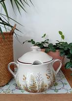 Vintage Soepterrine met Deksel en Plantenmotief, Ophalen of Verzenden, Zo goed als nieuw, Schaal of Schalen