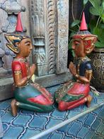 Thailand poortwachter set houtsnijwerk beeld vintage Thaise, Antiek en Kunst, Kunst | Beelden en Houtsnijwerken, Ophalen of Verzenden