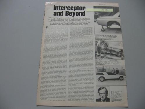 JEN 030 JENSEN ‘Interceptor and beyond’, knipsel 1982, Boeken, Auto's | Folders en Tijdschriften, Zo goed als nieuw, Overige merken