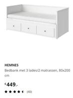 Uitschuifbaar 2 persoons bed Ikea Hernes, Ophalen, 200 cm, Hout, Verstelbaar