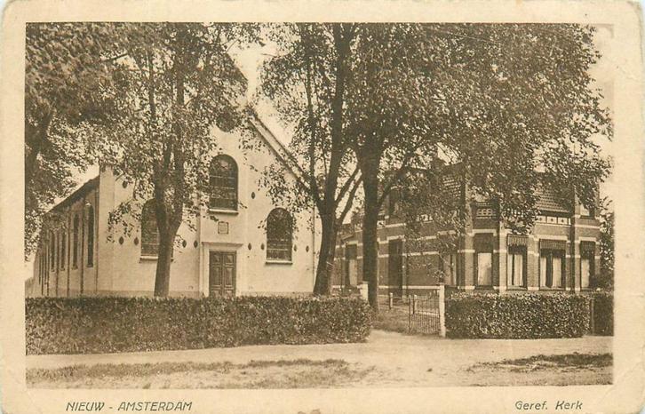 701276051 Nieuw Amsterdam Geref Kerk, Verzamelen, Ansichtkaarten | Nederland, Drenthe, Voor 1920, Verzenden