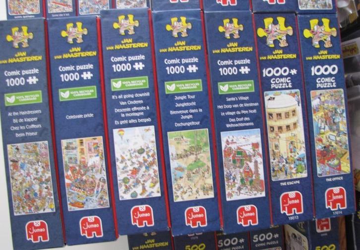 2 Jan van Haasteren puzzels 1000st Pride en jungletocht, Hobby en Vrije tijd, Denksport en Puzzels, Zo goed als nieuw, Legpuzzel