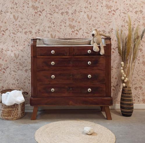 Franse Vintage Commode Met Wit Marmeren Blad, Kinderen en Baby's, Kinderkamer | Commodes en Kasten, Zo goed als nieuw, Commode