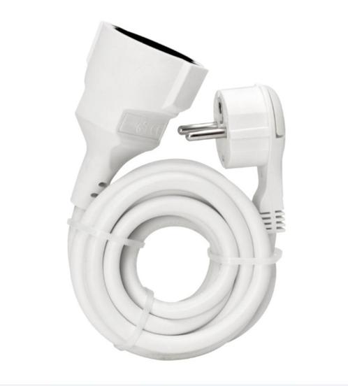 Witgoed verlengsnoer met platte stekker 3m H05VV-F 3G1,5mm2, Huis en Inrichting, Keuken | Keukenbenodigdheden, Nieuw, Verzenden