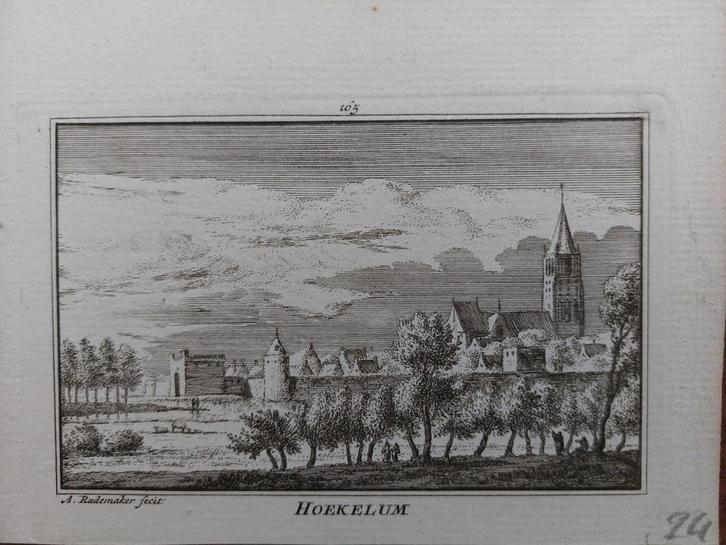 165 / Hoekelum - Heukelom  Gravure van A. Rademaker, Antiek en Kunst, Kunst | Etsen en Gravures, Ophalen of Verzenden