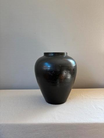 Vintage zwart ceramic japandi stijl vaas h28cm beschikbaar voor biedingen
