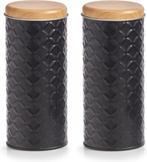 Bewaarblik voor koffiepads - 2x - zwart - metaal - 1 liter, Verzenden, Nieuw