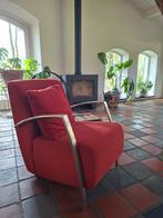 Rode Fauteuil met RVS Leuningen, Ophalen, Gebruikt, 75 tot 100 cm, Metaal