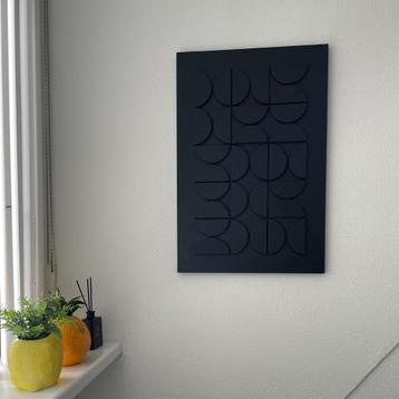 Wanddecoratie van hout met 30 halve cirkels - Handmade. beschikbaar voor biedingen