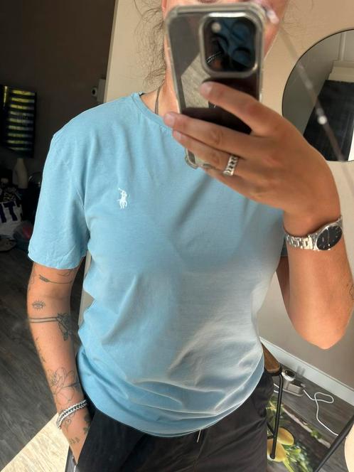 Ralph Lauren Slim Fit Blue White L, Kleding | Heren, T-shirts, Zo goed als nieuw, Maat 52/54 (L), Blauw, Ophalen of Verzenden