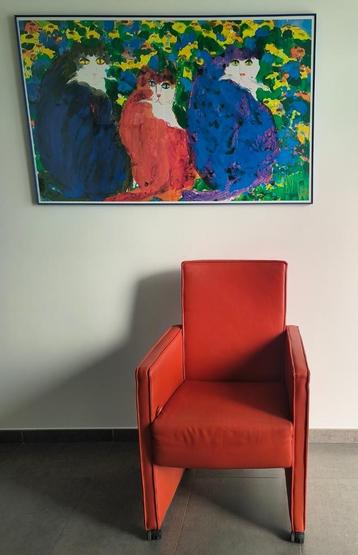 6X Lederen Design stoelen op wieltjes !!! beschikbaar voor biedingen