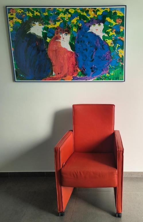 6X Lederen Design stoelen op wieltjes !!!, Huis en Inrichting, Stoelen, Gebruikt, Vijf, Zes of meer stoelen, Leer, Bruin, Ophalen