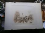 Paul Kerrebijn, (Scheen) lichtgekl ets Man in Roeiboot Milli, Antiek en Kunst, Kunst | Etsen en Gravures, Ophalen of Verzenden