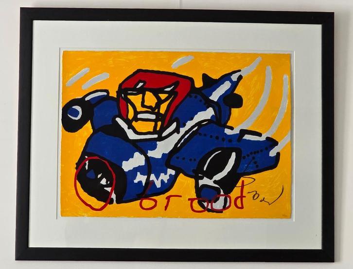 Herman Brood - Vliegtuig - Handgesigneerd - 187/250, Antiek en Kunst, Kunst | Litho's en Zeefdrukken, Ophalen of Verzenden