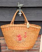 Vintage tas, boodschappentas riet, bloemen., Ophalen of Verzenden