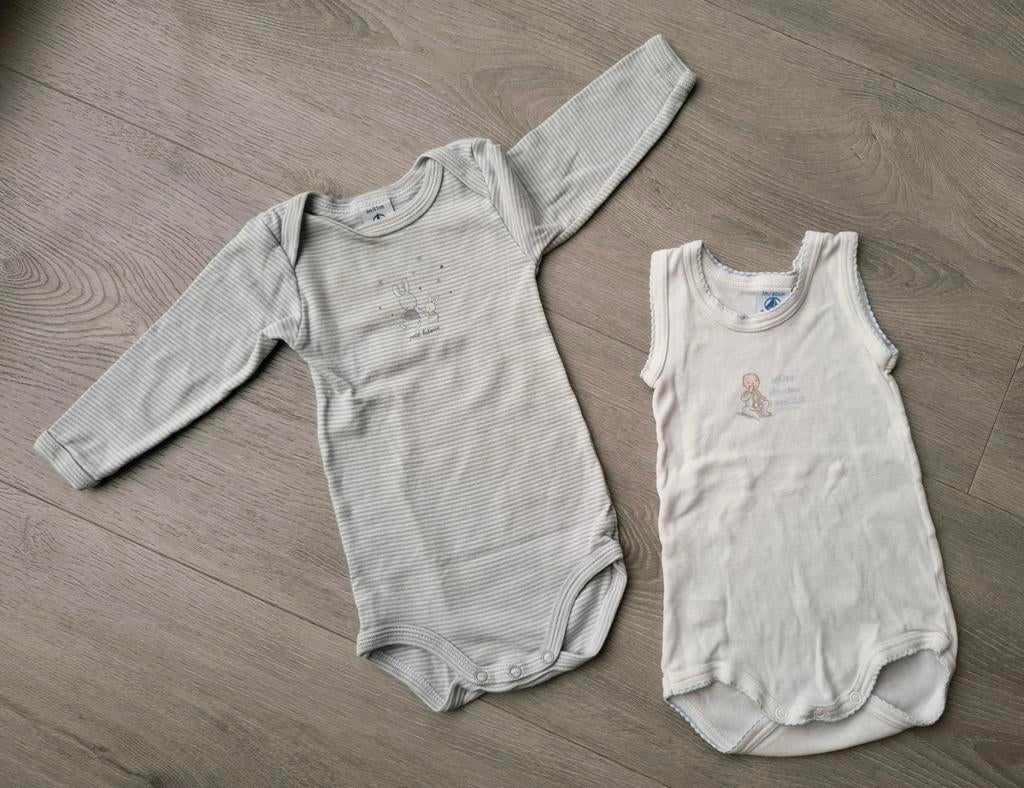 2 rompers Petit Bateau maat 62/68, Nacht- of Onderkleding, Gebruikt, Jongetje of Meisje, Ophalen of Verzenden