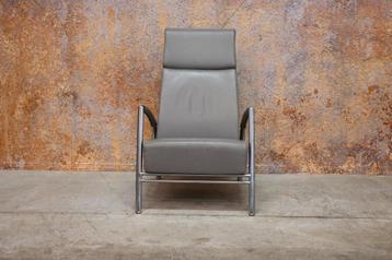 ZGAN! grijze leren Harvink de Club Flex design relaxfauteuil beschikbaar voor biedingen