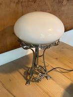 Giso Jugendstil tafellamp antiek zilver kleur met glazen bol, Ophalen, Zo goed als nieuw, Glas, Minder dan 50 cm