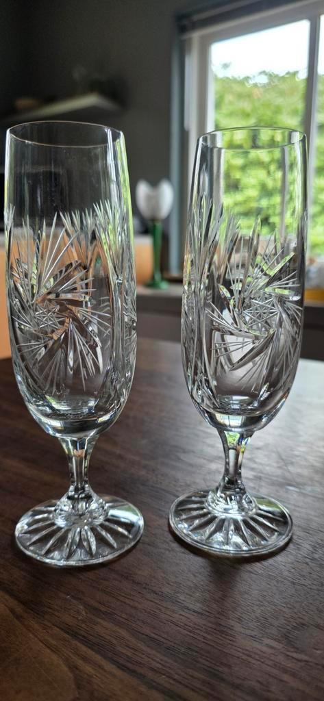 Kristallen Champagneglazen flutes- Set van 12, Antiek en Kunst, Antiek | Glas en Kristal, Ophalen of Verzenden