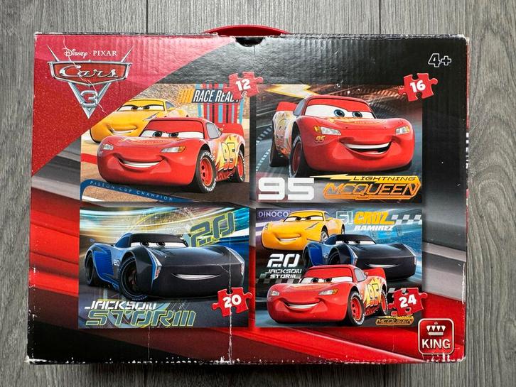 Cars Puzzels - 4 in 1, Kinderen en Baby's, Speelgoed | Kinderpuzzels, Gebruikt, 4 tot 6 jaar, Meer dan 50 stukjes, Ophalen of Verzenden