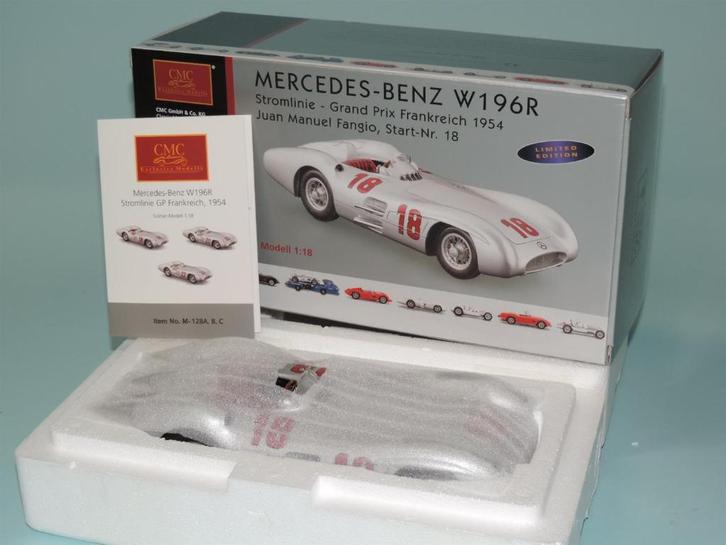 CMC M-128A Mercedes-Benz W 196R, Stromlinie Grand Prix 1954, Hobby en Vrije tijd, Modelauto's | 1:18, Zo goed als nieuw, Auto