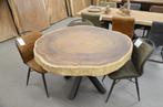 Ronde suar boomstamtafel 140 cm BT109, Verzenden, Nieuw, Vijf personen of meer, Metaal