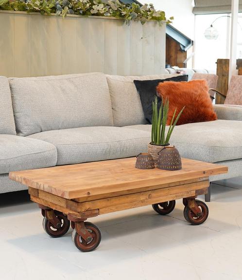 Salontafel, Tafel op wielen, Palletwagen, Houten tafel, Huis en Inrichting, Tafels | Salontafels, Minder dan 50 cm, 50 tot 100 cm