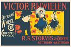 Zeldzame VICTOR RIJWIELEN Stokvis Fiets Affiche Poster, Verzamelen, Merken en Reclamevoorwerpen, Verzenden, Nieuw, Overige typen
