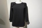 Marccain zwarte soepel vallende top ruches N2 S, Verzenden, Zwart, Zo goed als nieuw, Lange mouw