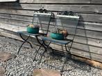 Twee blauwe bistrostoelen (prijs per stuk), 2 zitplaatsen, Overige materialen, Gebruikt, Ophalen of Verzenden