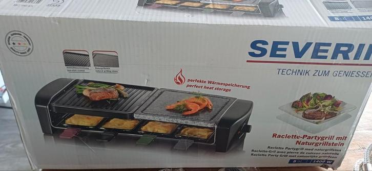 Raclette Tafelgrill met Steengrill + 8 Pannetjes, Witgoed en Apparatuur, Grillplaten, Gebruikt, Ophalen