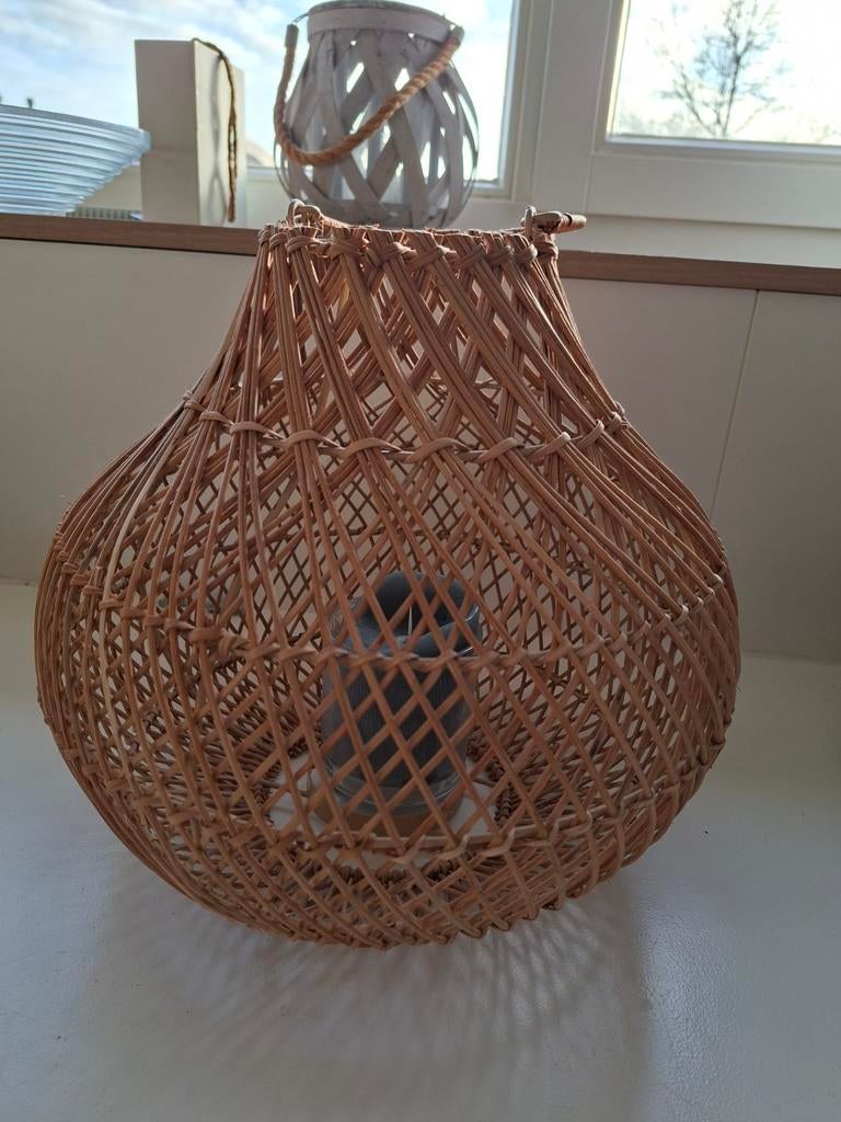 Houten Windlicht met Kaars, Huis en Inrichting, Lampen | Hanglampen, Ophalen, Minder dan 50 cm, Hout, Landelijk
