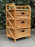 Vintage Rotan Kastje 3 Lades Ladekast Landelijk, Ophalen, Overige materialen, Minder dan 50 cm, Vintage Landelijk Bohemian