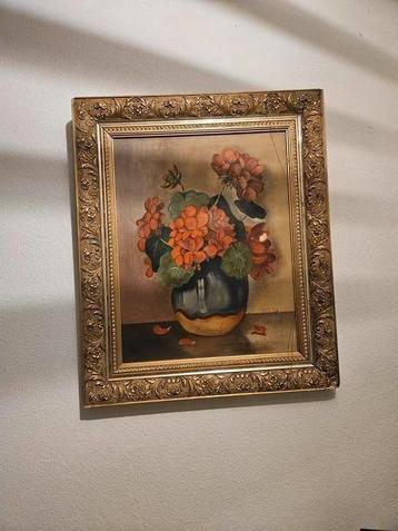 Olieverf schilderij - Bloemen in Vaas beschikbaar voor biedingen