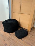 Zwarte zitzak en voetenbank, Ophalen, Minder dan 50 cm, Gebruikt, Rond
