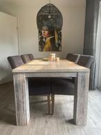 Eethoek tafel met 6 stoelen & bijpassende salon tafel, Huis en Inrichting, Ophalen, Gebruikt, Landelijk, Vijf personen of meer