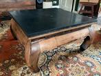 Teak opiumtafel 80x80 cm natuursteen blad, Huis en Inrichting, Tafels | Salontafels, Ophalen, Gebruikt, 50 tot 100 cm, 50 tot 100 cm