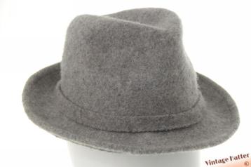 Vintage hoed Trilby Stradivarius gemengd grijs wolvilt 56 beschikbaar voor biedingen