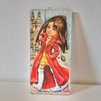 Vintage print Jolyille big eyes lijstje op hout, Ophalen of Verzenden, Huis en Inrichting