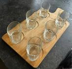 Houten serveerplank met 6 ovale glazen, Ophalen of Verzenden, Zo goed als nieuw