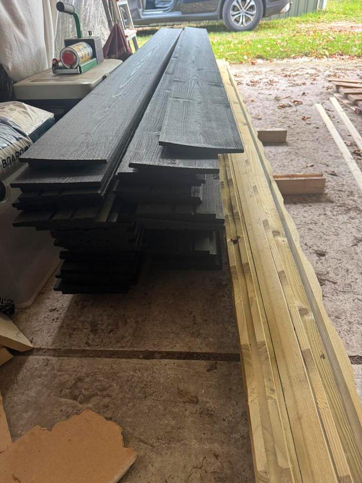 40 Zweeds Rabat delen zwart,L 3meter werkend , 18 cm. NIEUW!, Doe-het-zelf en Verbouw, Hout en Planken, Nieuw, Overige typen, Overige houtsoorten